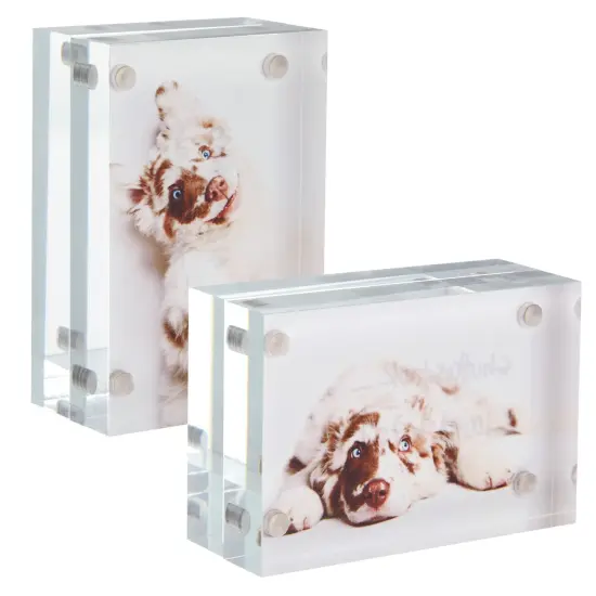 2 Pack Acrylic Plastic Picture Frames 2x3, Mini Wallet Size for Photos, Tabletop, Desktop Clear {6}