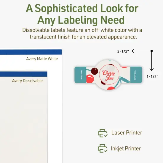 Avery Dissolvable Labels, 1.5" x 3.5" Wraparound {10}