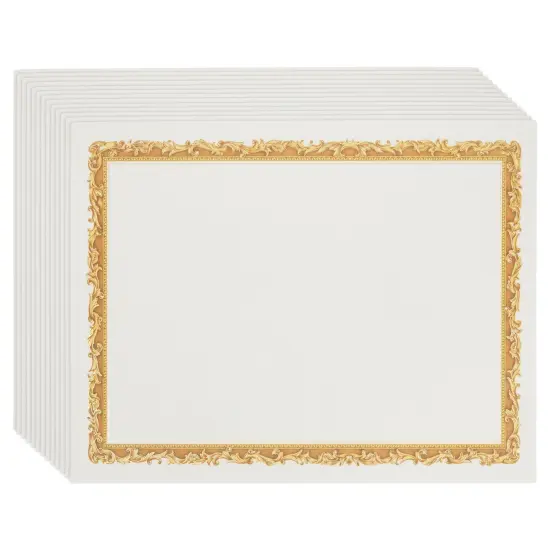 48 Pack White Award Certificate Paper with Gold Foiled Metallic Border, Blank Certificate Sheets, 2025 Graduation Diploma Award Papers for Printer, 8.5 x 11 in {1}