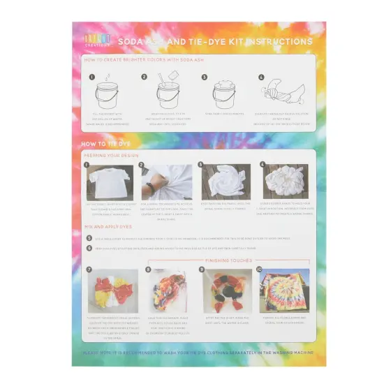Soda Ash Tie Dye Kit with 6 Colors, Rubber Bands, Gloves, Mixing Bottles (53 Piece Set) Multicolor {7}