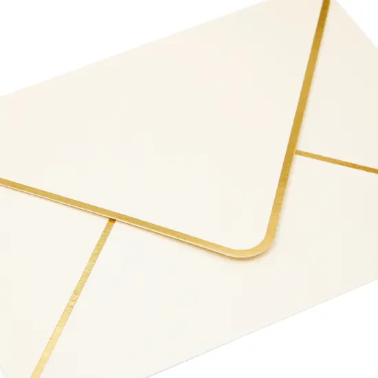 50 Pack 5x7 Ivory Envelopes for Wedding Invitations, A7 Size for Bridal Shower Announcements with Gold Foil Edges {6}