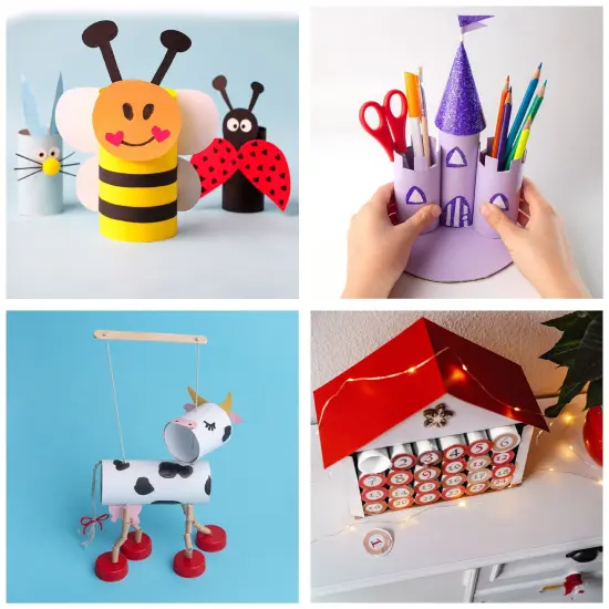 50 Pack Empty Toilet Paper Rolls for Crafts, 2 Sizes Cardboard Tubes (1.2x6 & 1.7x7.5 inch), Bulk White Craft Cylinders for DIY Projects, Arts Classroom Activity, Thick Paper Towel Cores {3}