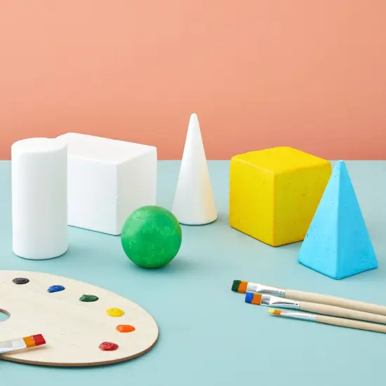 6-Pack Assorted Foam Geometric Shapes, Sizes Ranging From 2.5 to 5.9 in for Arts and Crafts Projects, DIY, Modeling, Home Decor, School Projects, Solid Polystyrene White {3}