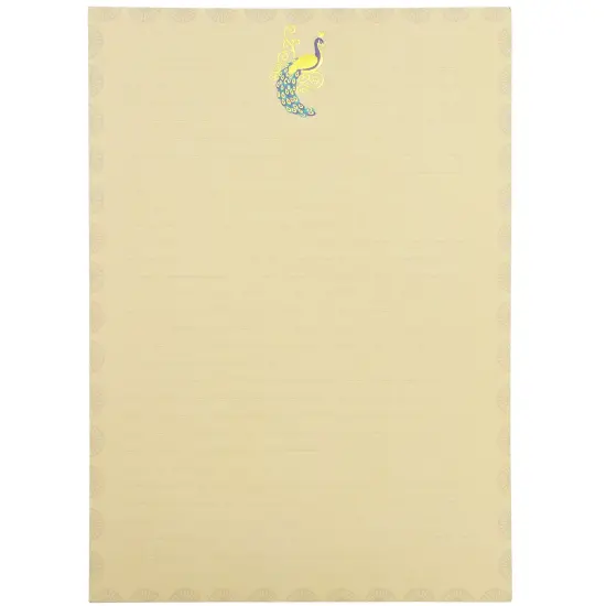 Lined Peacock Stationery Paper and Envelopes Set, Gold Foil (10.25x7.25 In, 48 Pack) Brown {5}
