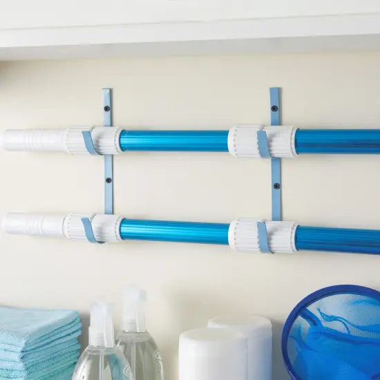 Set of 4 Pole Hanger Hooks for Pool Supplies, Lightweight Garden Tools (Blue) {3}