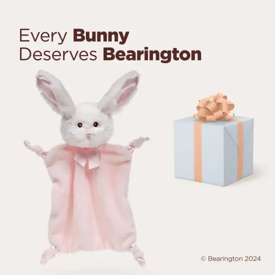 Bearington Baby Wee Cottontail, 8 x 7 Inch Small Bunny Stuffed Animal, Security Blanket for Babies, Pink Bunny Lovey For Baby Girl {5}
