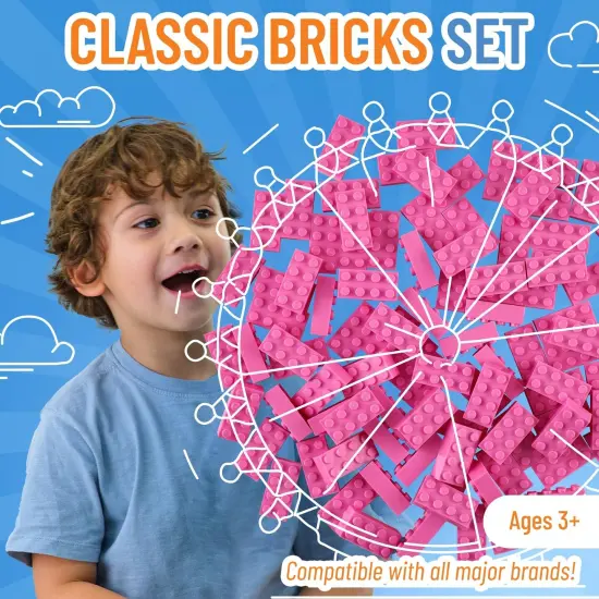 Strictly Briks Classic Bricks Starter Kit, Pink, 96 Pieces, 2x4 Studs, Building Creative Play Set for Ages 3-14, 100% Compatible with All Major Brick Brands {2}