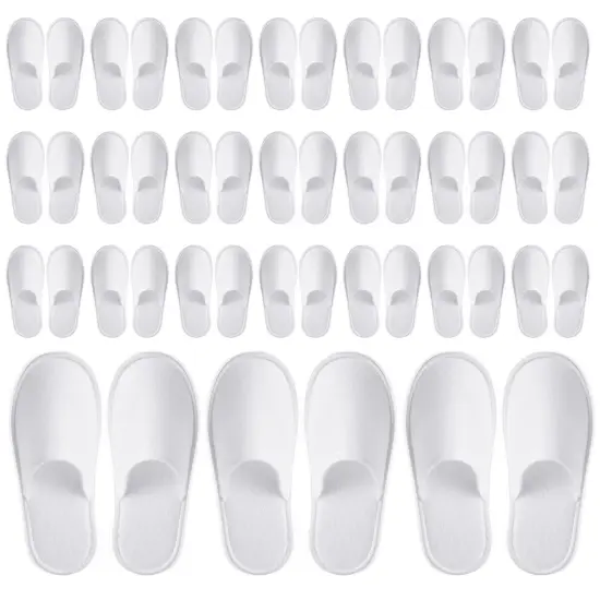 24 Pairs Disposable House Slippers for Guests - Bulk Slipper Pack for Hotel, Spa, Travel, Shoeless Home, White Closed Toe (US Men Size 10, Women 11) {1}