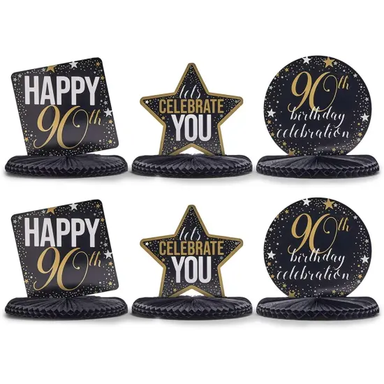90th Birthday Party Honeycomb Centerpiece Decoration (12 x 11 In, 6 Pack) {1}