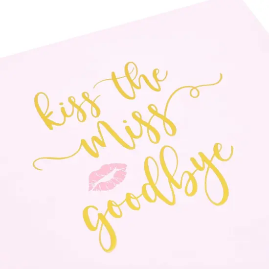 Kiss the Miss Goodbye, Bachelorette Party Notebook Keepsake (8.3 x 8.3 In, Pink) {7}