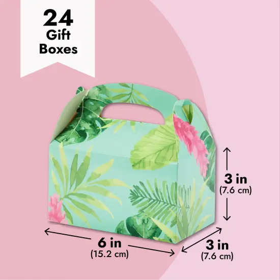 Treat Boxes - 24-Pack Paper Party Favor Boxes, Tropical Floral Design for Birthdays and Events, 6 x 3 x 3 inches Blue {3}