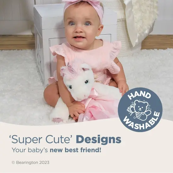 Bearington Baby Dreamer Snuggler, 15 Inch White and Pink Unicorn Plush Stuffed Animal Security Blanket Lovey for Babies {3}