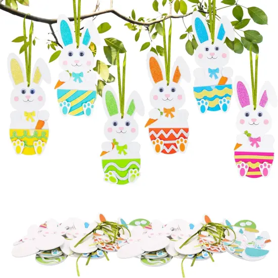 24 Pack Easter Bunny Craft for Kids Make You Own Easter Rabbit Foam Stickers Ornament {1}