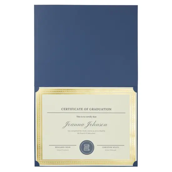 12-Pack Award Certificate Holders - Bulk Certificate Holders for Graduation, Diploma, Employee Appreciation, Certifications (fits 8.5x11) Blue {6}
