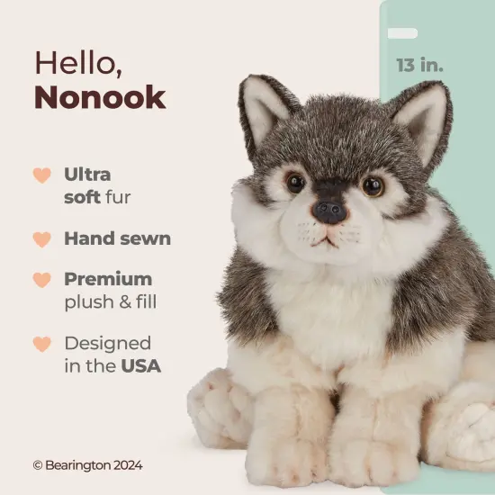 Bearington Nanook Plush Stuffed Animal Gray Wolf, 13 inches, For Ages 3-14 Grey {2}
