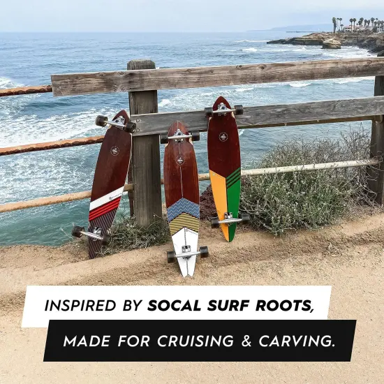 Magneto 40-inch Pintail Cruiser Longboard Skateboard - Hard Maple Core Long Board Deck - Ideal for Commuting, Cruising, Carving - Suitable for Kids Ages 3-14 (Classic) Multicolor {5}