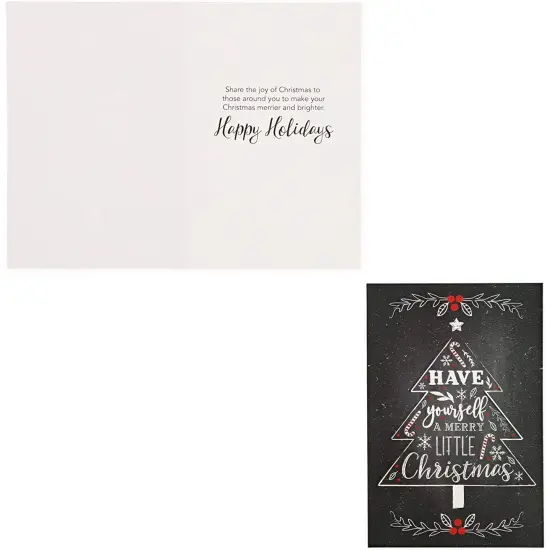 48-Pack Merry Christmas Cards with Envelopes for Sending Holiday Wishes, 4x6 Festive Holiday Greeting Card for Xmas, 6 Chalkboard Designs Black {6}
