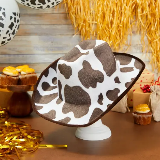 Brown and White Cow Print Western Cowboy Hat for Party, Costume Accessories {2}