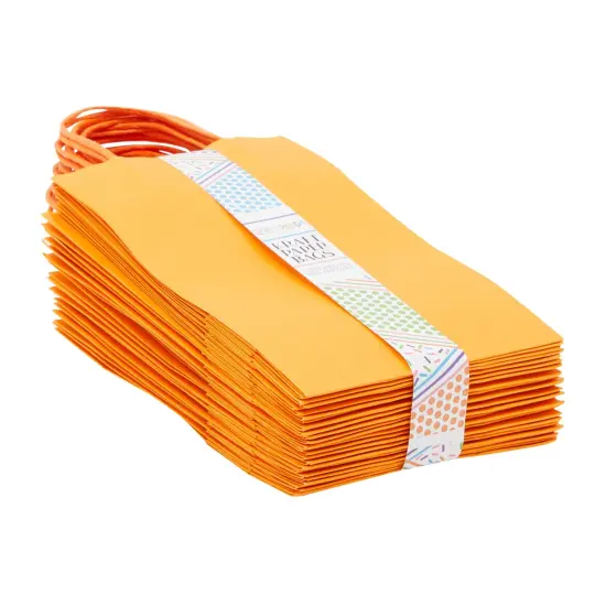 BLUE PANDA 25-Pack Orange Gift Bags with Handles, 5.5x3.2x9-Inch Paper Goodie Bags for Party Favors and Treats, Birthday Party Supplies {7}