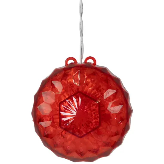Northlight LED Lighted Crystal Sphere Outdoor Christmas Decoration - 5" - Red - 2' White Wire {3}