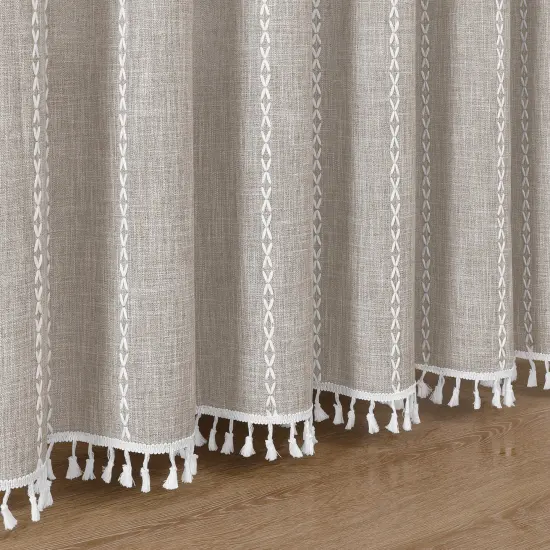 Americanflat 71x71 Woven Linen Shower Curtain with Tassel Accents - Includes 12 Grommets and Hooks - 100% Polyester {5}