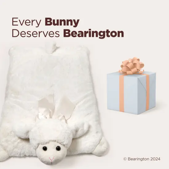 Bearington Baby Lamby Plush Animal Tummy Time Mat, For Ages 0-3 White {5}