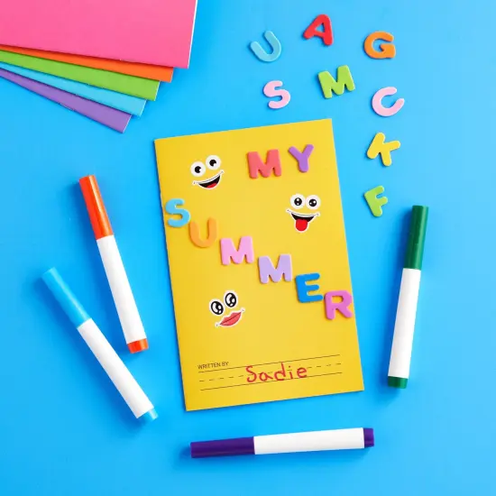 6 Pack of Blank Books for Kids to Write Stories, Make your Own Comic, Journal, or Book, Paperback (6 Colors, 12 Sheets/24 Pages, 5.5x8.5 in) White {7}