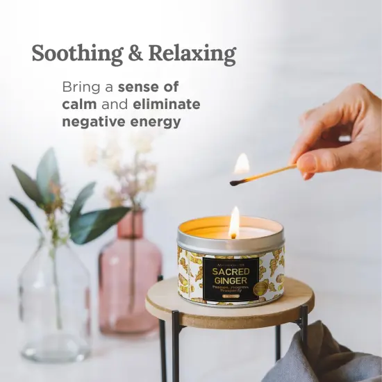 Magnificent 101 Long Lasting Sacred Ginger Scented Candle | 6 Oz - 35 Hour Burn | Soy Wax Candle for House Energy Cleansing & Manifestation | Passion Fuels Growth, Fosters Prosperity Multicolor {4}