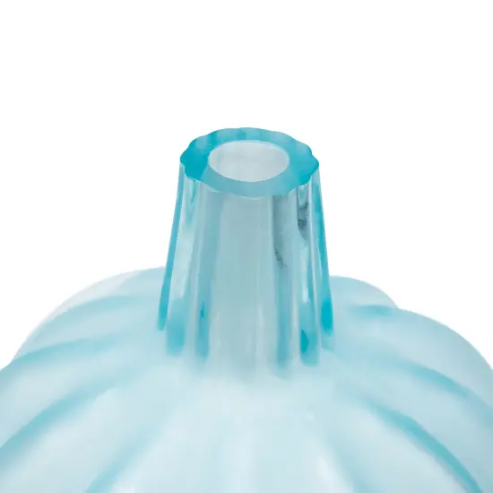 Northlight Transparent Glass Pumpkin Candle Holder - 9" - Blue {6}