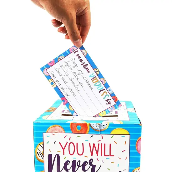 Classroom Kindness Cards and Ballot Box for Elementary Students (8x8 In, 50 Cards) White {4}
