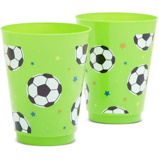 16 Pack Plastic Soccer Cups for Kids, Sports Party Favors for Birthday Party Supplies (16 oz) Multicolor {4}