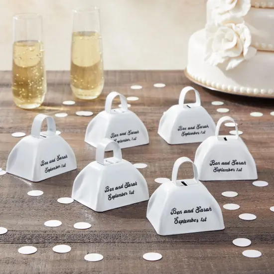 Set of 12 3-inch Cowbells with Handle, Hand Percussion Cow Bells Noise Makers for Sporting Events, Football Games (White) {4}