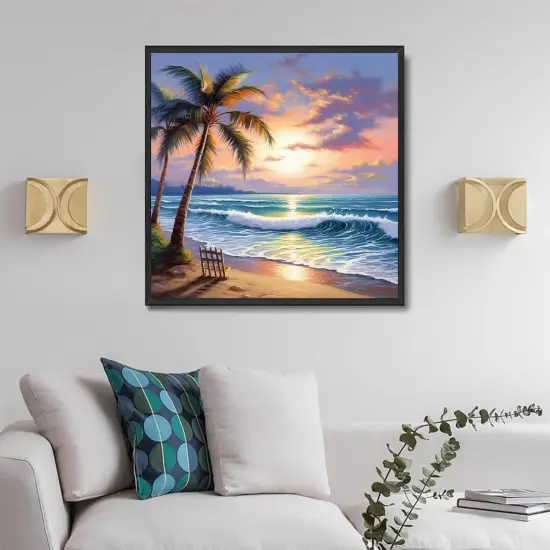 Diamond Art Kits for Adults, Beach 5D Diamond Painting Kits for Beginner DIY Gem Art Full Drill Diamond Dots Crystal Craft Kits for Home Wall Decor Gifts 13.78x13.78inch {2}