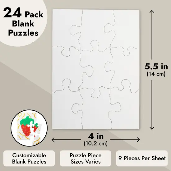 Bright Creations 24 Sheets Blank Puzzles to Draw On Bulk, 5.5 x 4 Inch Jigsaw Puzzle Pieces for DIY, Arts and Crafts Projects for Kids and Teens Ages 3-14 {5}