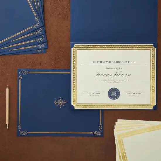 24 Certificate Holders and 24 Certificate 8.5 x 11 Letter-Size Papers, Certificate Kit for Graduation Diplomas, Accomplishment Awards, Employee Appreciation (11.3x8.8 In) Blue {2}