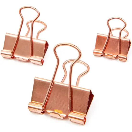 150 Pack Rose Gold Binder Clips Paper Clamps, 3 Assorted Size: Small, Medium, Large File Clips for School Files Documents, Modern Office Supplies {1}
