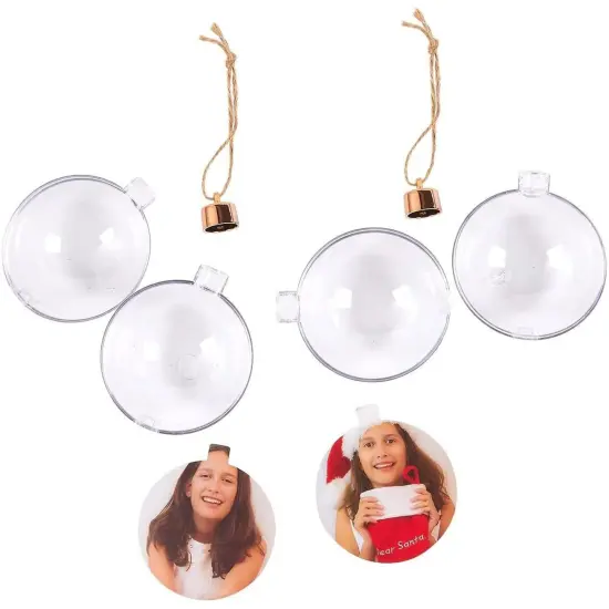 Round Photo Ornament for Christmas Tree Decor (2.75 x 4.7 in, 4 Pack) Clear {6}