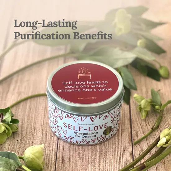 Magnificent 101 Long Lasting Self-Love Aromatherapy Tin Candle | 6 Oz - 35 Hour Burn | All Natural Soy Wax with Sage Rose Lavender Scented for Appreciation for Oneself, Purification, Manifestation Multicolor {2}
