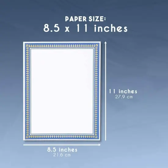 50 Pack Award Certificate Paper with Blue Border 8.5 x 11 for Printing Graduation, Diploma and Achievement (White) {5}