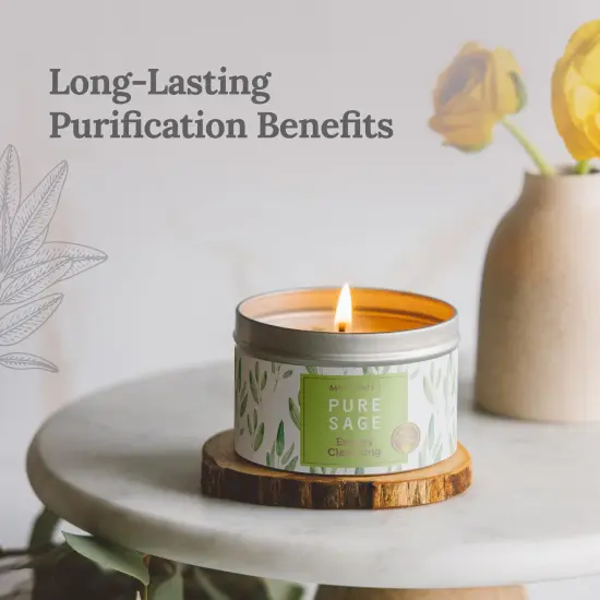 Magnificent 101 Long Lasting Pure Sage Smudge Candle | 6 Oz - 35 Hour Burn Time | Made of Soy Wax for House Energy Cleansing, Aromatherapy & Manifestation - Spiritual Gifts for Women Multicolor {2}