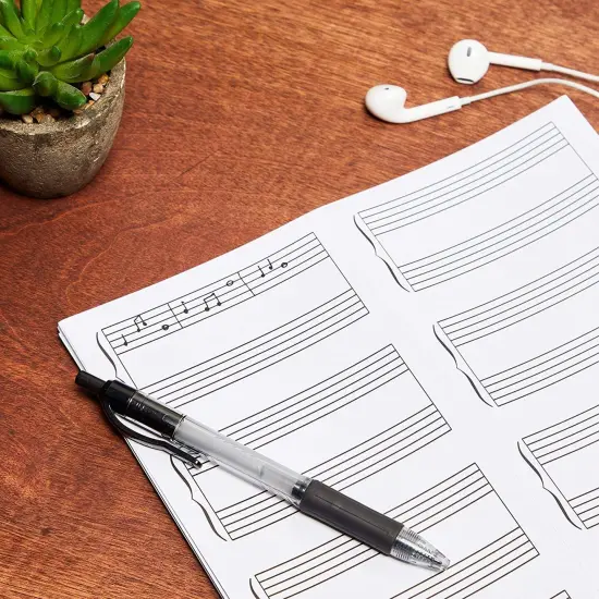 Double Staff Stickers for Music Class Supplies (4 x 2 in, 150 Pack) White {3}