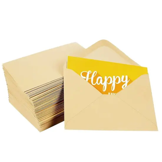 100 Pack A6 Kraft Paper Envelopes, V-Flap Envelope - Ideal for Invitations, Weddings, Birthdays, Baby Showers, Greeting Cards & Thank You Notes (Light Brown) {5}