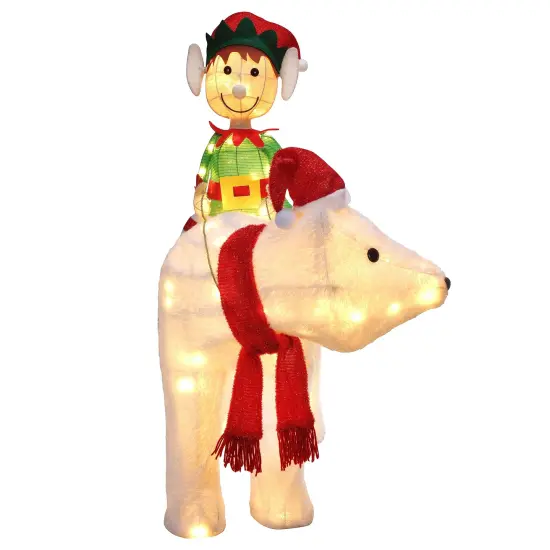 Haute Decor Elf Riding Polar Bear Duo - Large Outdoor Lighted Christmas Yard Decor with Energy-Efficient LED Lights {3}