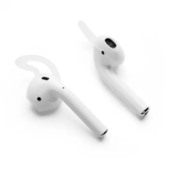 1 Pair for Airpods Ear Hooks Fit in Case, Protective Soft Silicone Earhooks Wraps Rubber Hooked Earphones Headphones Headset EarPods Earbuds Skin Ears Tips for Airpods 1 & Airpods 2 , Clear by Insten {6}