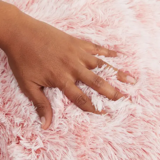 Blush Pink Faux Fur Throw Pillow Covers, Fuzzy Home Decor (20 x 20 Inches, 2 Pack) {3}