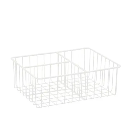 2 Pack White Wire Baskets for Kitchen, 3 Compartment Bin for Cabinet Shelves, Drawers (10 x 8 x 3.7 In) {6}
