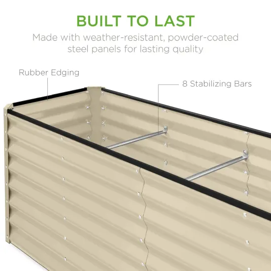 Best Choice Products 8x2x2ft Raised Metal Outdoor Garden Bed, Planter Box for Flowers, Vegetables, Herbs Beige {6}