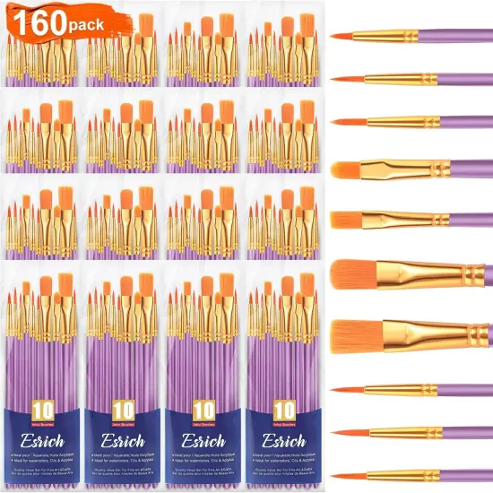 Acrylic Paint Brushes Set, 16Packs/160 Pcs {1}