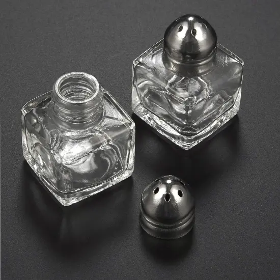 Set of 24 Mini Salt and Pepper Shakers (Glass and Stainless Steel, 0.5 oz) Clear {3}