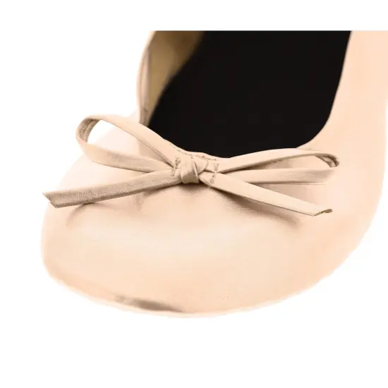 Gold Foldable Ballet Flats for Women, Roll Up Flats with Zipper Pouch, US Size 8.5-9.5 {6}